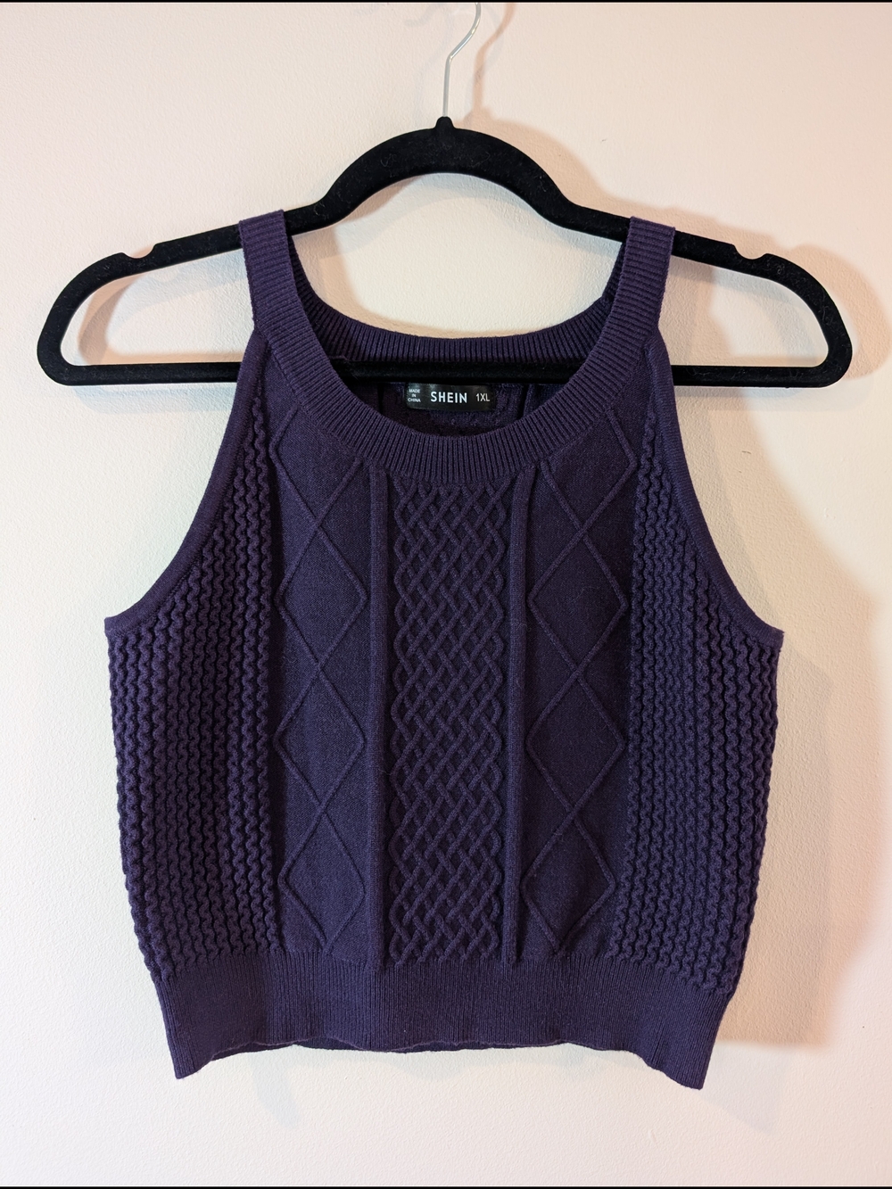 Shein Purple Cable Knit Tank Top